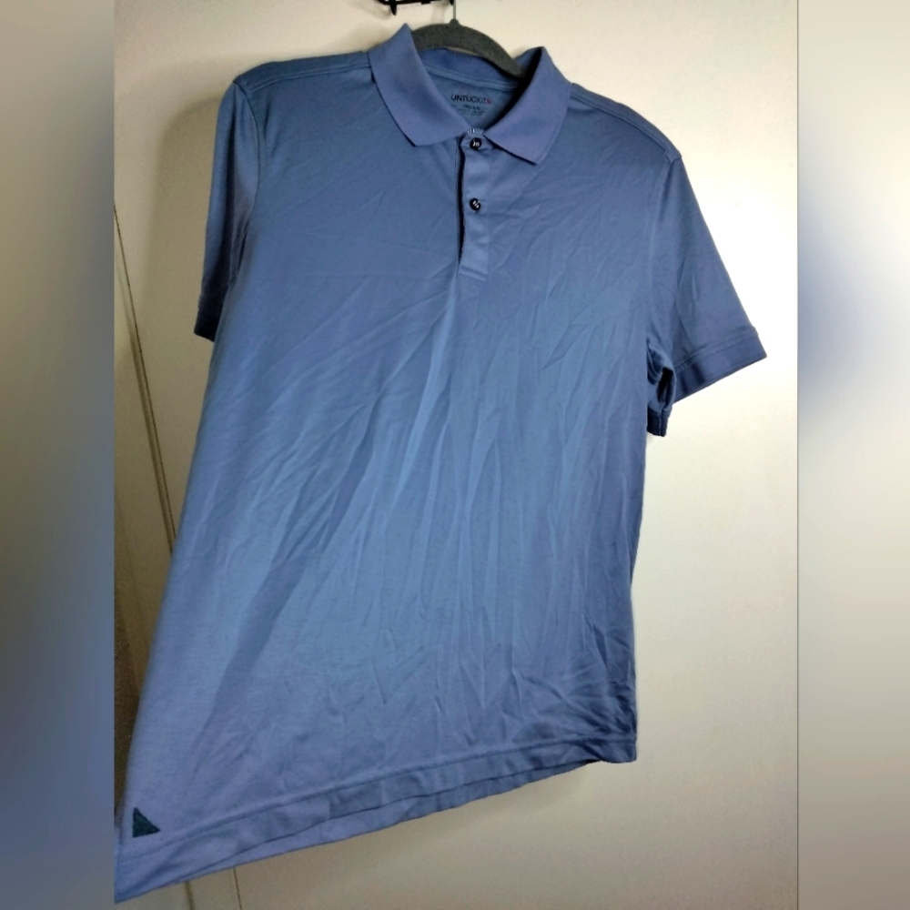 UNTUCKit (Size M) Men's Periwinkle Blue Damaschino SS Button Henley Polo Shirt